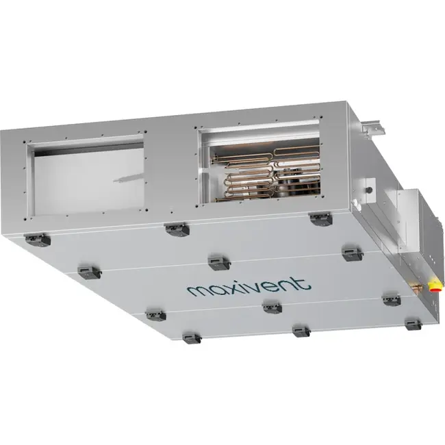 Maxivent WTW luchtbehandelingkasten met tegenstroomwisselaar 1300 m3/h met warmwaterbatterij links - PHE 1300 F WOJL
