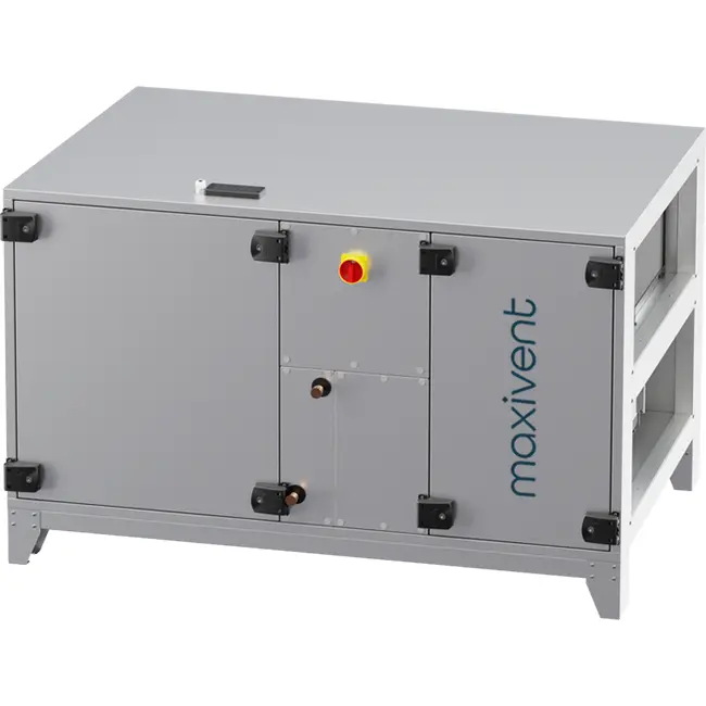 Centrales de traitement d'air Maxivent WTW avec roue à chaleur 2 000 m³/h et batterie DX, horizontale à gauche - RHE 2000 H ODJL