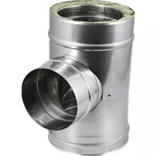 Elément droit à double paroi diamètre 80 mm (80/130) Pièce supérieure T90 EW I316L/I304 (D0,5/0,6)