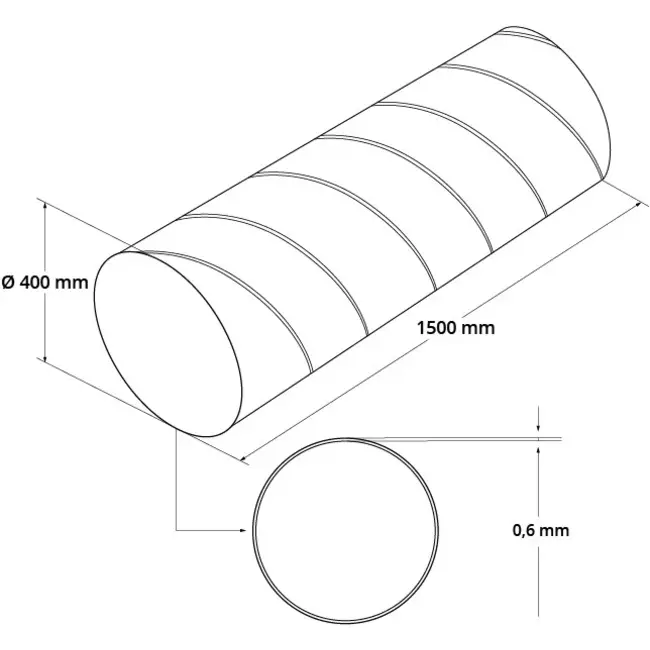 Spirobuis Ø 400mm lengte 1,5 meter - Gegalvaniseerd