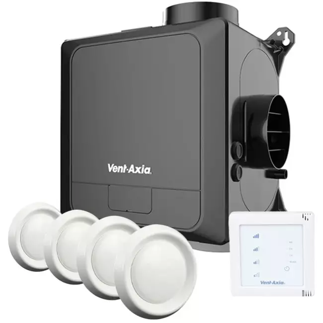 Vent-Axia Multihome BPD Basic Package 300 m³/h + sonde d'humidité + batterie de contrôle RFT + 4 vannes - perilex plug