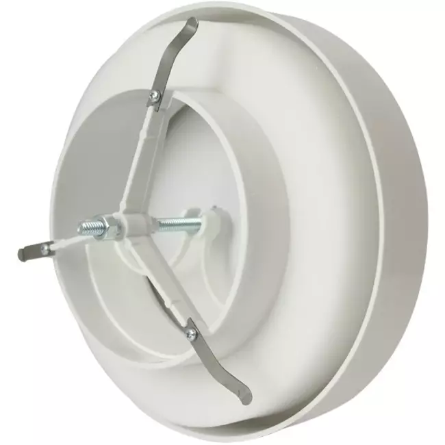 Bouche de soufflage plastique 125 mm RAL 9003 avec clips à ressorts et déflecteur - VST125