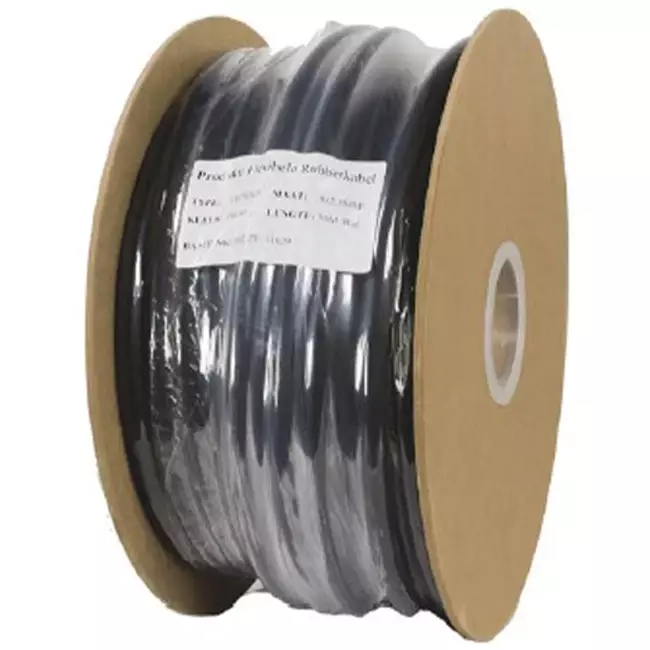 Câble flexible en caoutchouc noir 3 x 2,5 pour usage extérieur, rouleau de 50 mètres