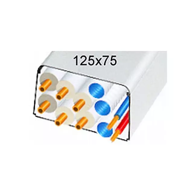 Climaplus airco leidinggoot Montagekanaal 125x75mm, 2 meter RAL 9010 WIT