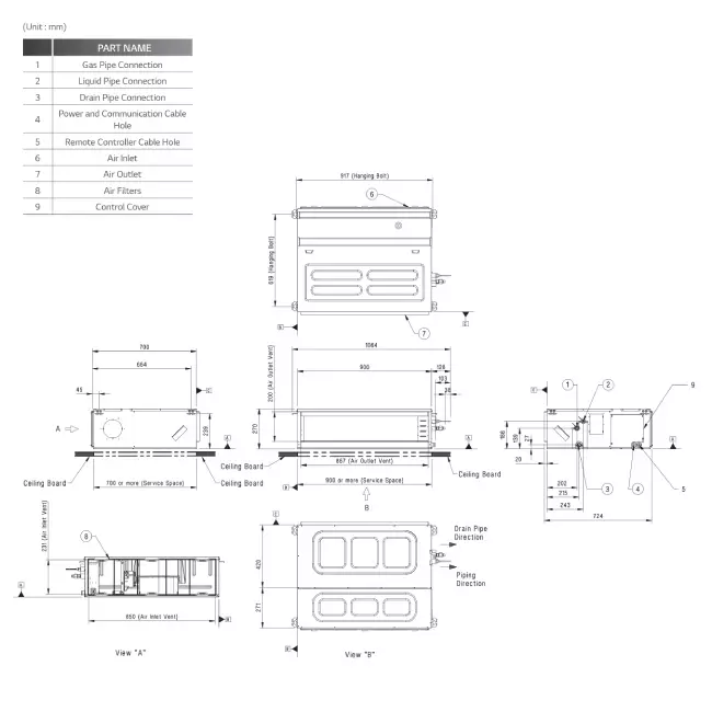 LG Mid static Inverter kanaal airco UM36F-S R32 9,5 kW set