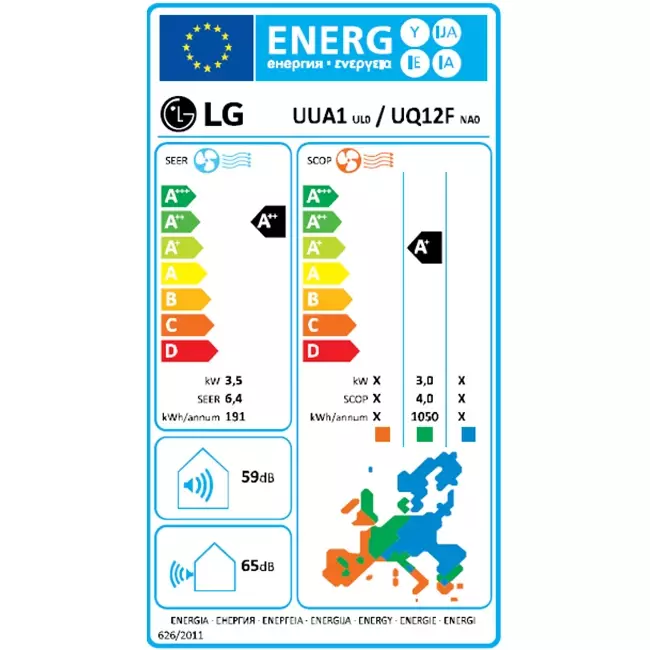 LG Console Inverter wand airco UQ12-S R32 3,5 kW set