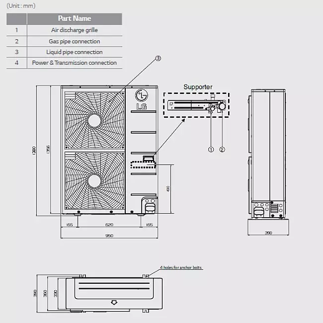 LG-UB70 19,0 kW Kanaal inverter set binnen en buitenunit
