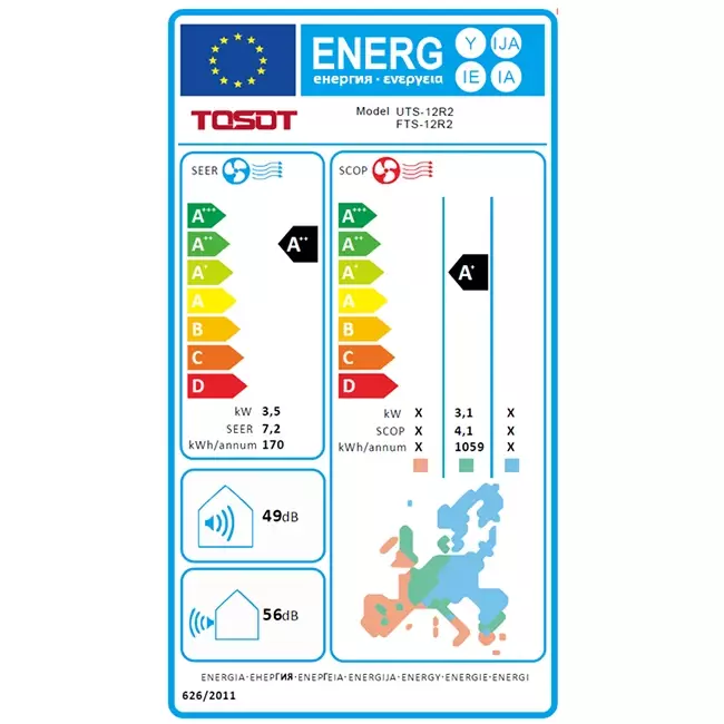 Tosot by GREE Inverter Vloer/Plafond airco FTS-12R R32 3,5 kW set