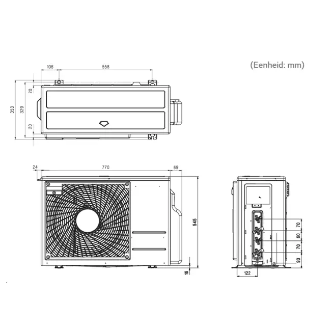 LG airco buitenunit Multi 1-2 units Max 21 BTU R32 4,1 kW