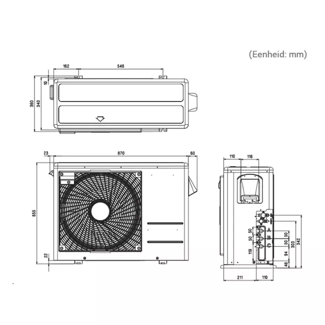 LG airco buitenunit Multi 1-3 units Max 30 BTU R32 5,3 kW