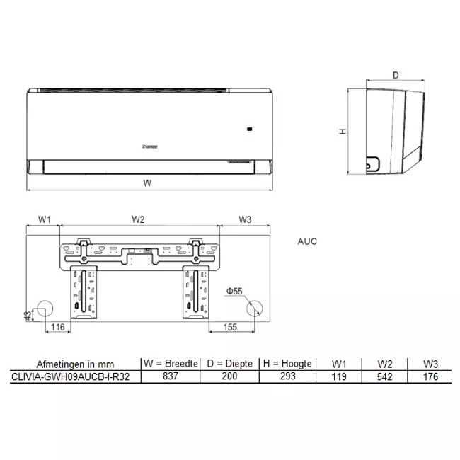 Tosot CLIVIA by GREE Unité intérieure Black Design R32 2,7-3,0 kW