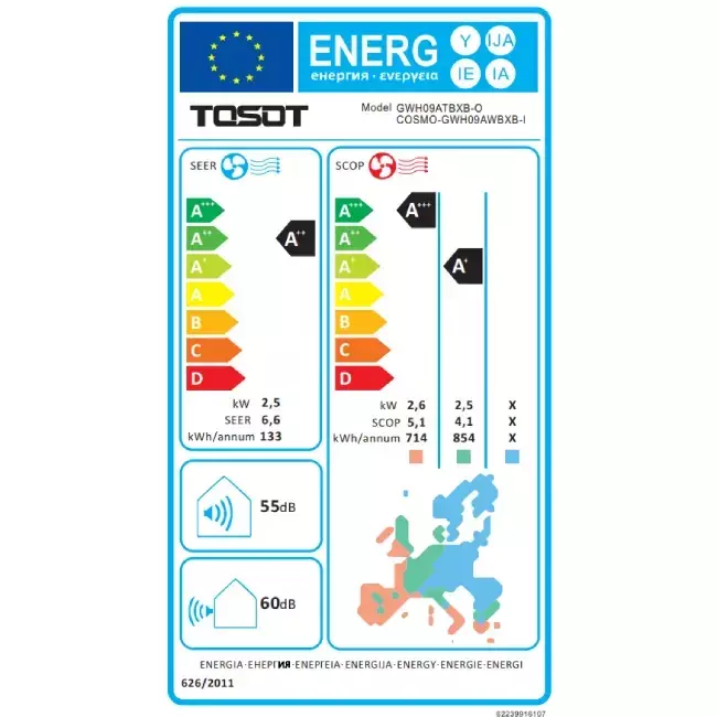 TOSOT BY GREE COSMO 2,5/2,8 kW R32 Airco binnenunit