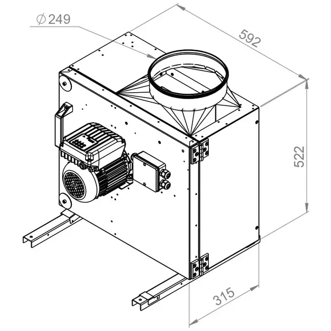 Boxventilator motor buiten luchtstroom - MPS 250 EC 30