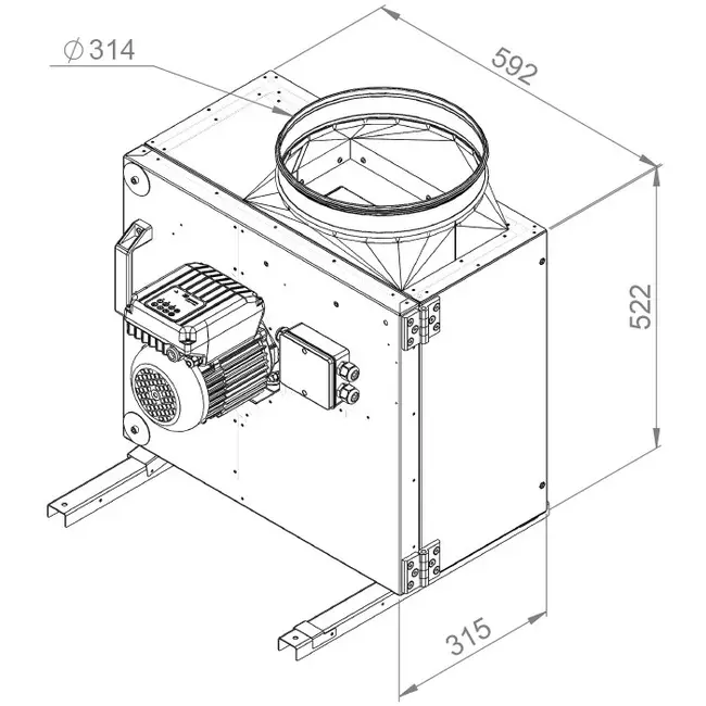 Boxventilator motor buiten luchtstroom - MPS 280 EC 30