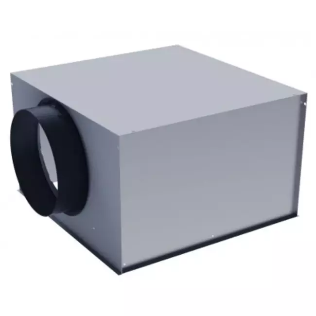 Geperforeerd instelbaar plafondrooster voor toevoer 594x594 - geïsoleerd plenum zijaansluiting Ø 125 mm