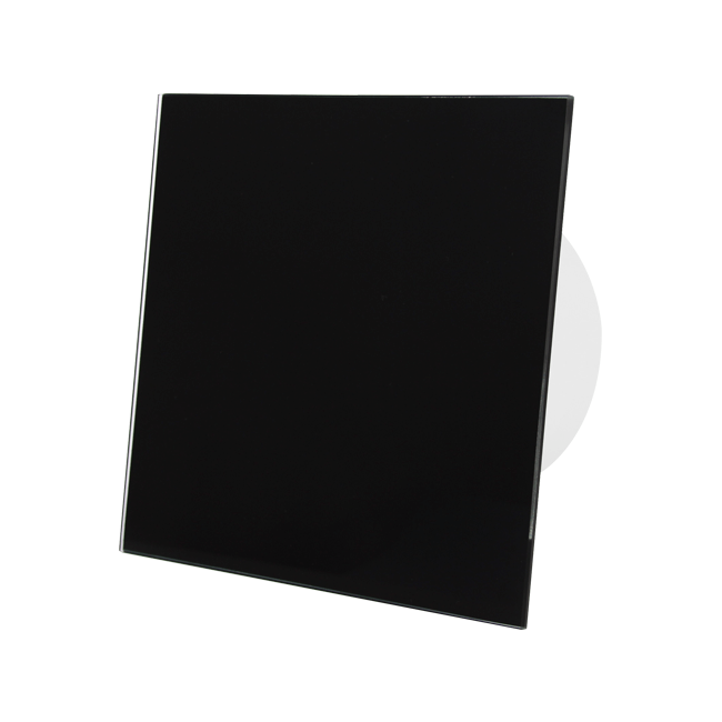 Badkamer ventilator Ø 125 mm met Timer en Vochtsensor - front zwart glas