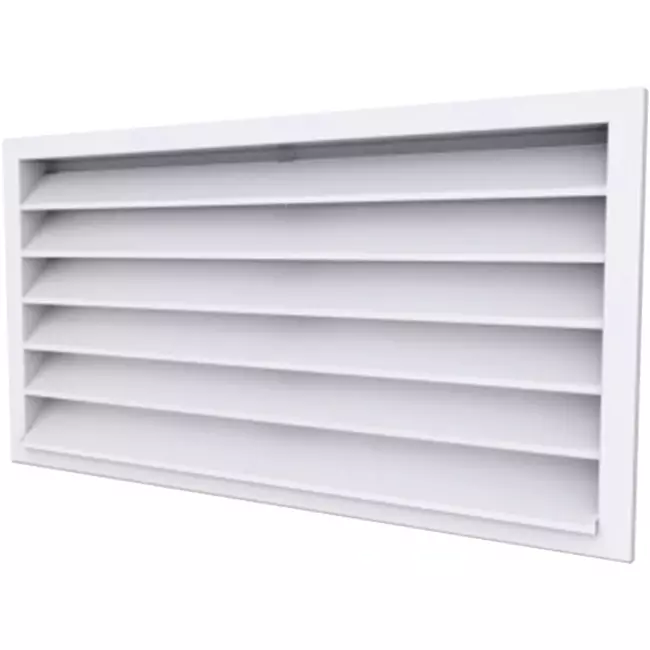 Grille murale extérieure 1600x1400 aluminium avec ailettes fixes - couleur mixte RAL 9003