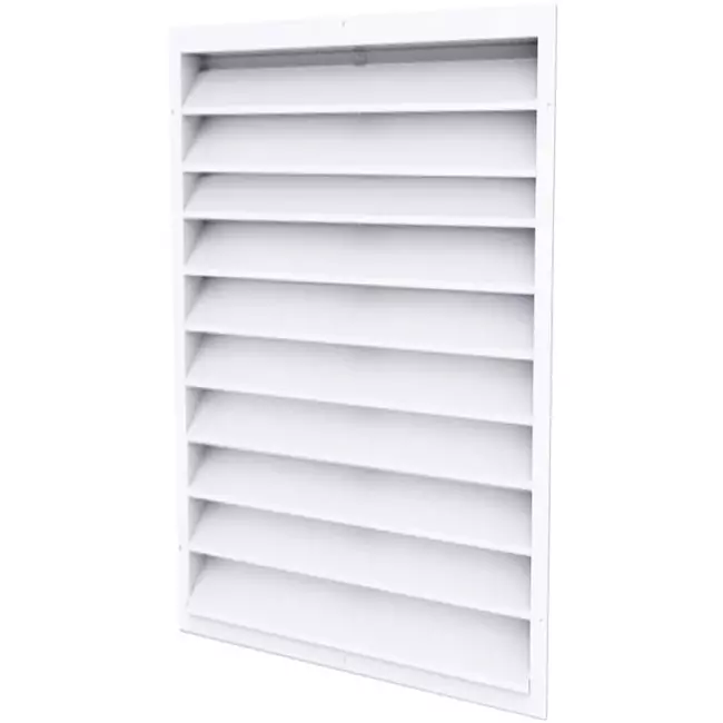 Grille murale extérieure 700x1600 en acier avec ailettes fixes - couleur mixte RAL 9016