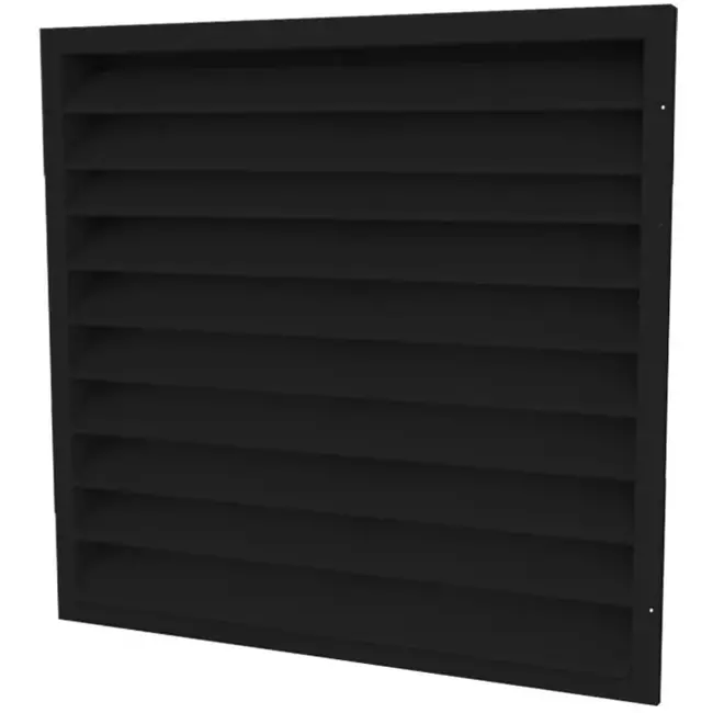 Grille murale extérieure 1200x1200 en acier avec ailettes fixes - couleur mixte RAL 9005