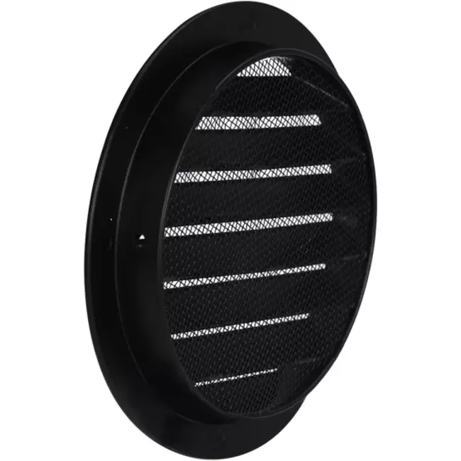Grille d'aération extérieure ronde en aluminium - Ø 125mm - NOIR
