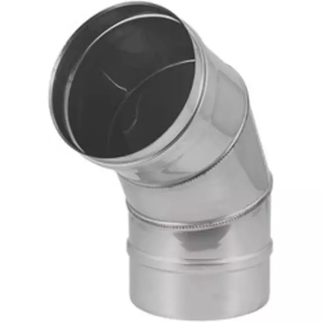 Kachelpijp Ø 200 mm RVS enkelwandige bocht 60°