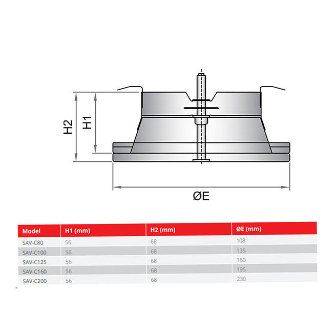 Soupape d'entrée d'air 100 mm avec ressorts métalliques - SAV-C100 RAL9010
