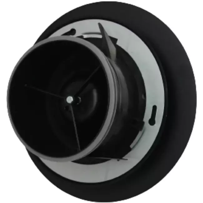 Imaginair RLV ventiel groot Ø 125 mm  - montageveren + ring - zwart