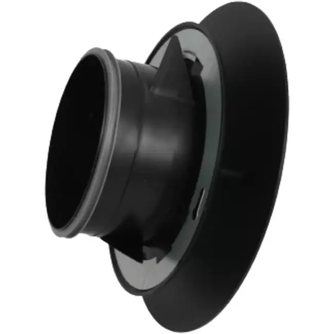 Imaginair RLV ventiel groot Ø 125 mm  - montageveren + ring - zwart