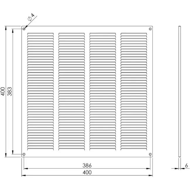 Grille métal 400 x 400 mm zinc - MR4040Zn