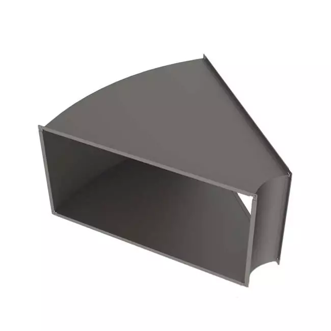 Bocht 45 graden horizontaal B=200 mm x H=150 mm