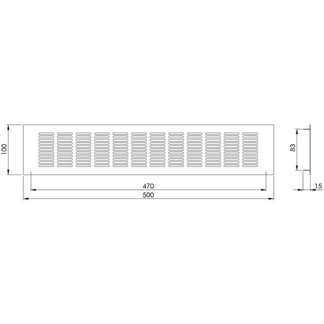 Grille de ventilation plinthe aluminium - or L = 500 mm x H = 100 mm - RA1050G