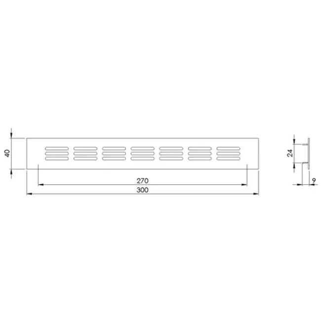 Plintrooster aluminium - goud L=300mm x H=40mm -RA430G