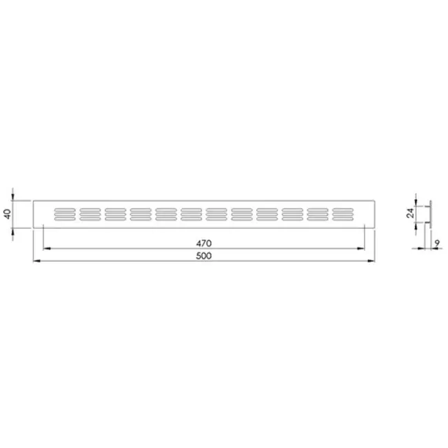 Plintrooster aluminium - zwart L=500mm x H=40mm -RA450B