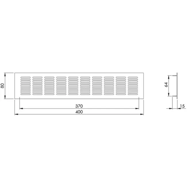 Plintrooster aluminium - goud L=400mm x H=80mm -RA840G