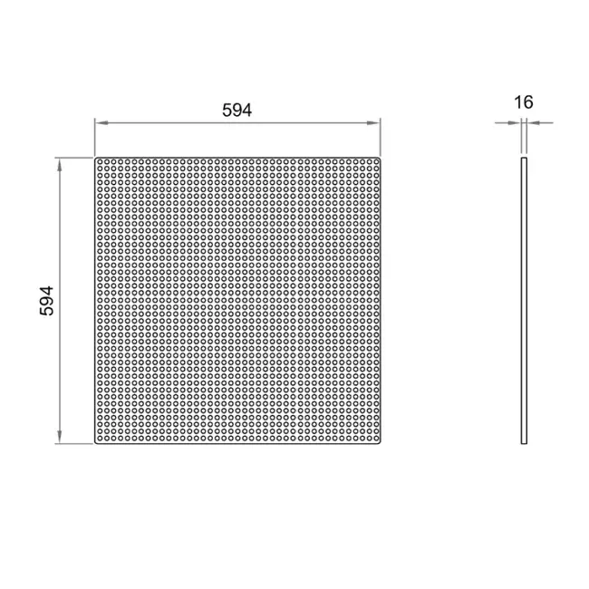 Geperforeerde plafondplaat 600 x 600 mm voor inleg in systeemplafonds - RAL9016