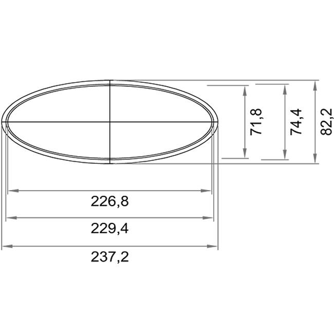 Kanaal 5 meter PVC ovaal 235x80 mm S/S