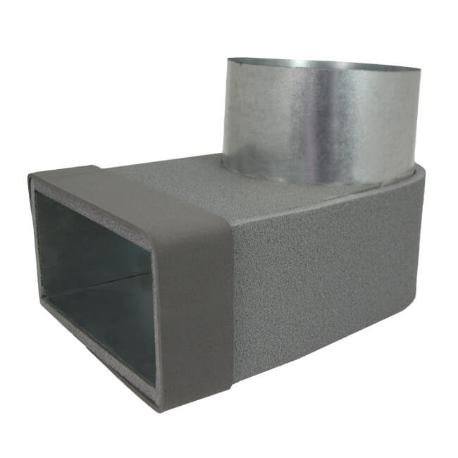 Thermoduct lepe hoekstuk 170mm x 80mm naar Ø 150mm