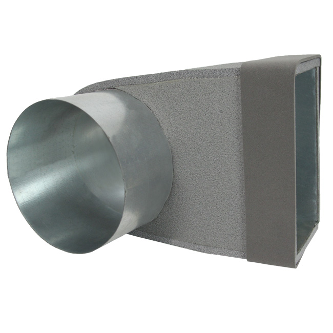 Thermoduct lepe hoekstuk 170mm x 80mm naar Ø 150mm