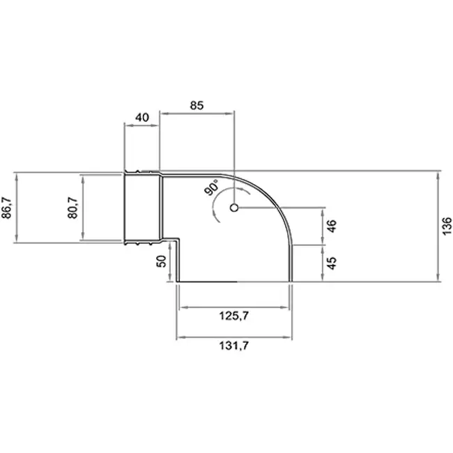 Wavin Ventiza élément terminal 90 degrés PVC rond 125x80x50 mm M/M