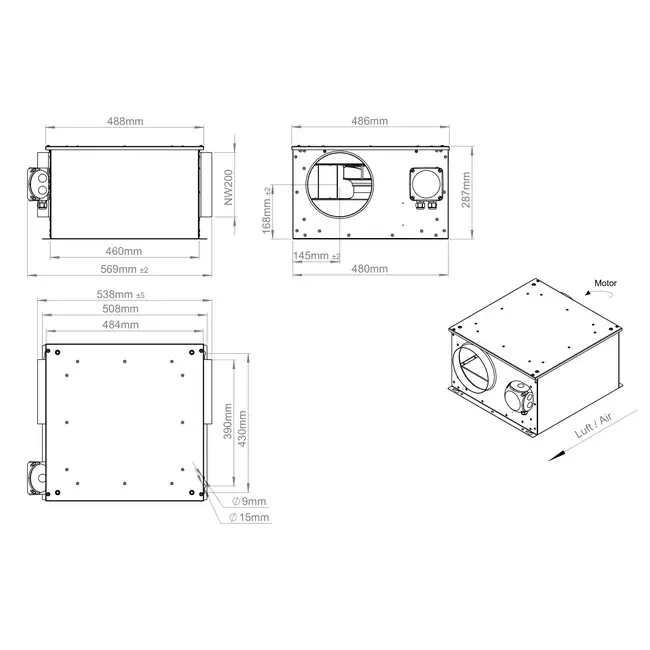 Ventilateur tubulaire isolé 200 mm - ISORX 200 EC K 01