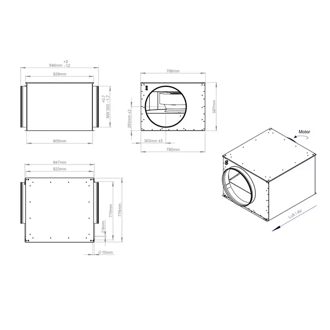 Ventilateur tubulaire isolé 500mm - ISOR 500 EC K 01