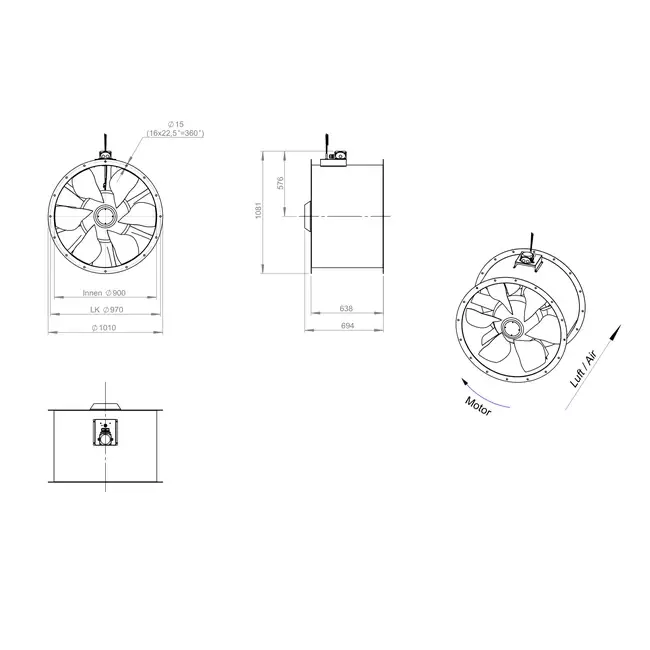 Ventilateur axial de 900 mm - AL 900 D6 02 CFG