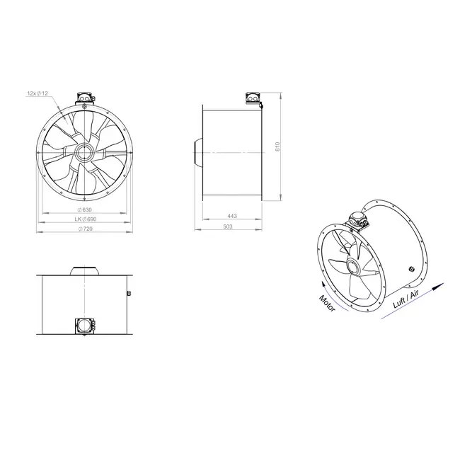 Ventilateur axial de 630 mm - AL 630 D6 02 CFG