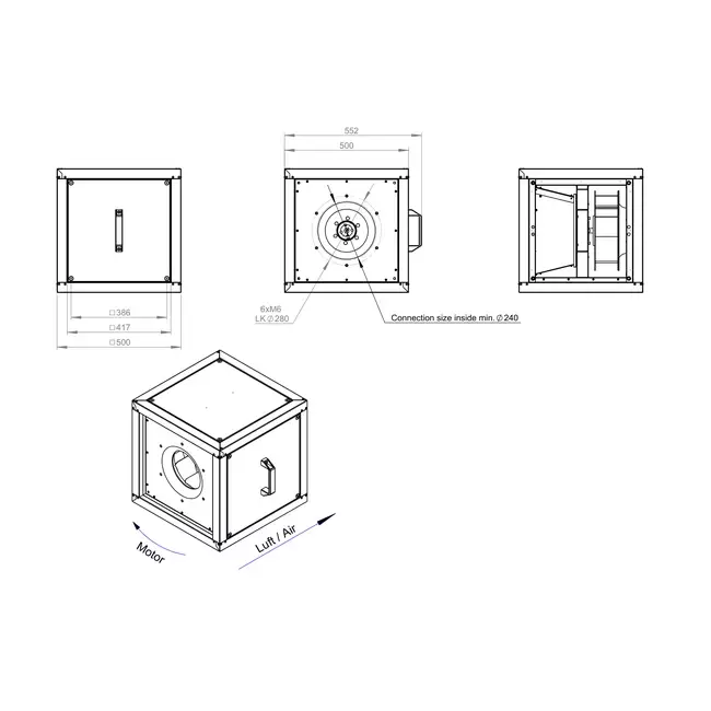 Boxventilator motor buiten luchtstroom - MPC T 280 D2 I K 01