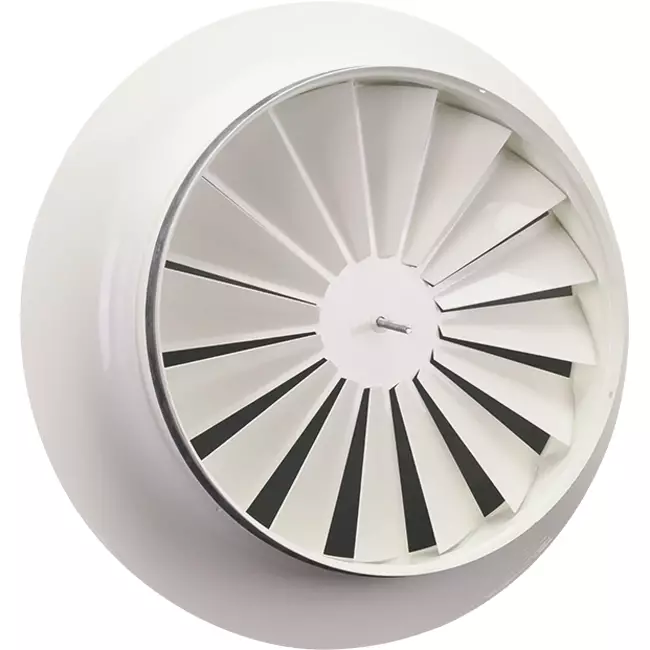 Diffuseur à jet hélicoïdal rond 125mm vis centrale - SWR 125 RAL 9016