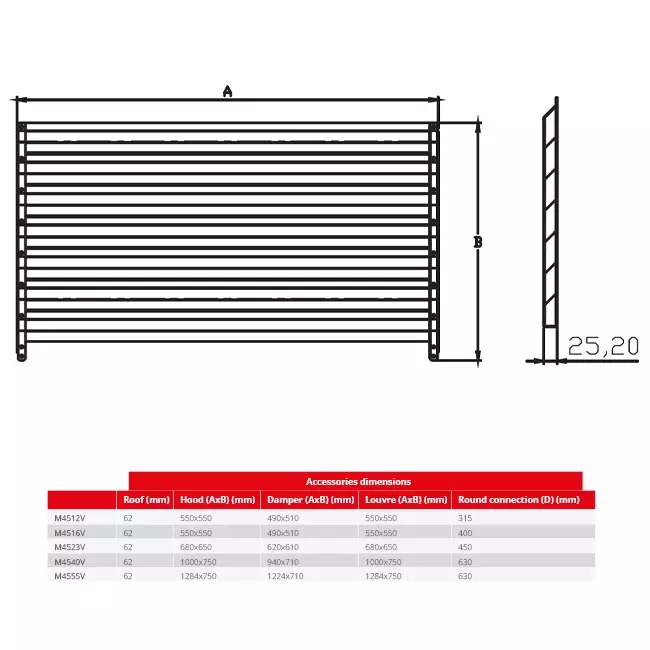 Maxivent by Econox lamellenrooster voor M4516 horizontaal - LV