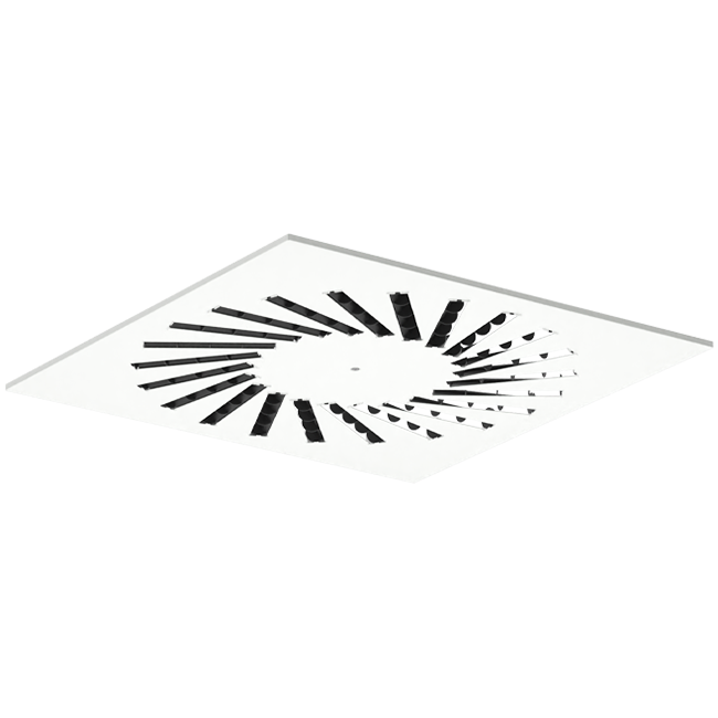 Wervelrooster staal met verstelbare deflectoren – 500x500 mm – RAL 9016