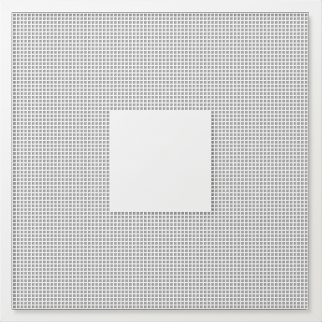Geperforeerd plafondrooster voor toe- en afvoer 595x595 mm – 200 mm – RAL 9016