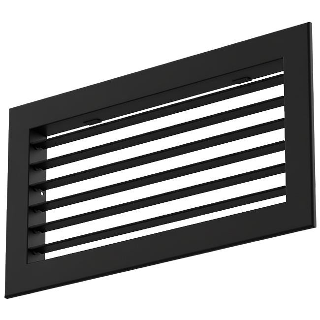 Wandrooster aluminium enkel instelbaar met regelklep – met klemveren – 300x150 mm – RAL 9005