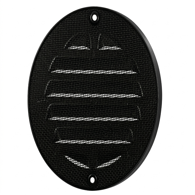 Grille extérieure ronde 125 mm aluminium - RAL9005 30% brillant